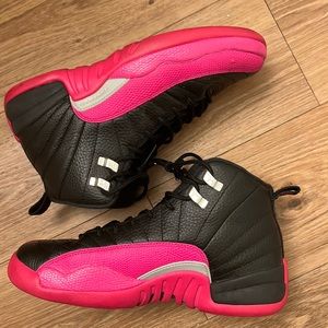 Pink and black Jordan’s 12 size 6Y